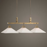 Brookdale Industrial 3 Light Linear Chandelier - Gold / White by Uttermost - View 2