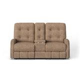 Devon Transitional Fabric Power Reclining Loveseat With Console | Flexsteel