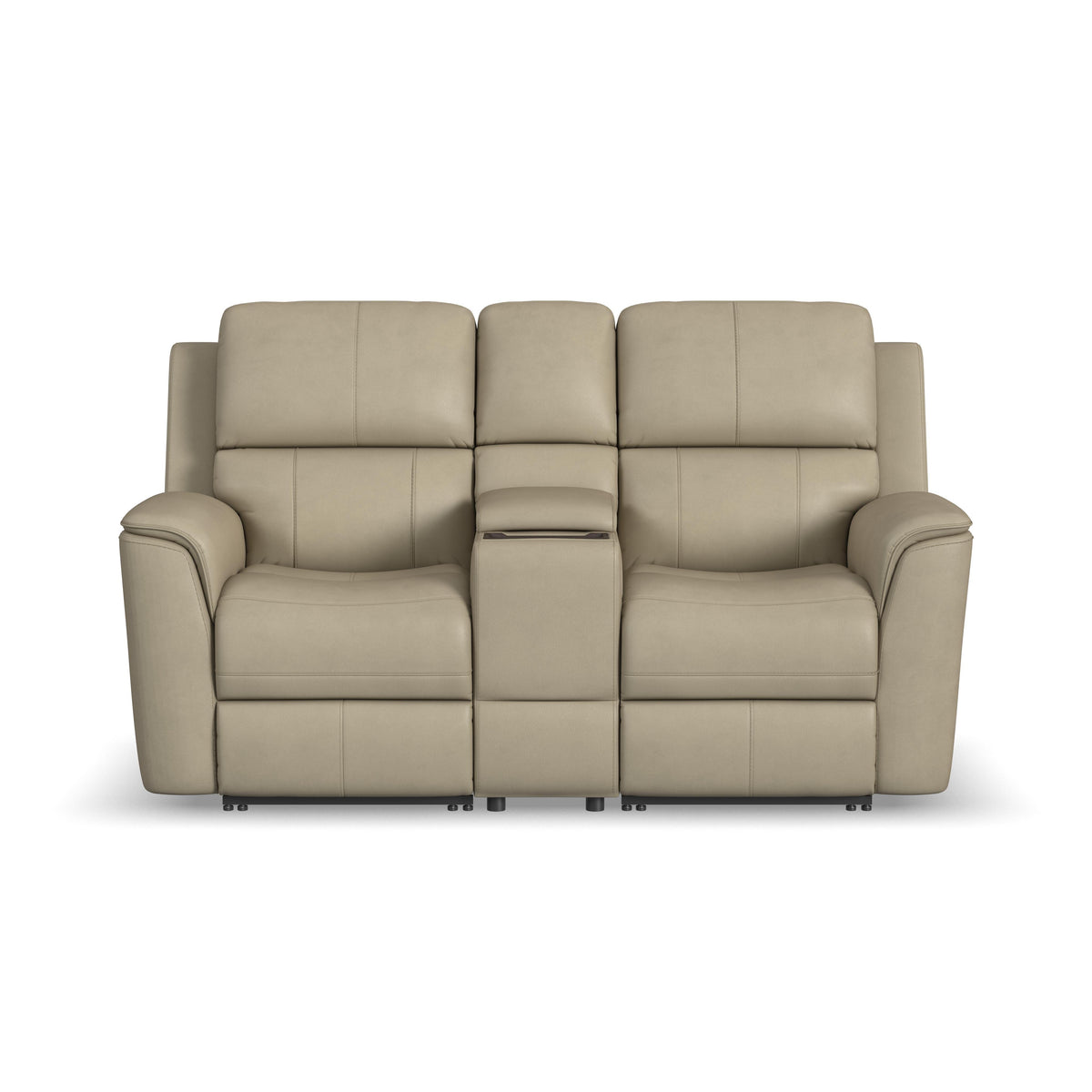 Henry Power Reclining Loveseat With Console & Power Headrests & Lumbar - Beige | Flexsteel