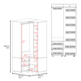 FM FURNITURE Thatcher Armoire- wardrobe, shoe storage, Open Storage and 2 - drawer, White - sold by Home Elegance USA