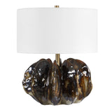Jaudon Glass Table Lamp - Black / Dark Brown by Uttermost - View 4