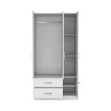 Armoire Wardrove 71', 4 Doors, Hanging Rod, 3 Cabinets, 6 Shelves, White - sold by Home Elegance USA