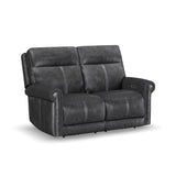 Alexander Power Reclining Loveseat With Power Headrest & Lumbar - Weathered Stone Gray | Flexsteel