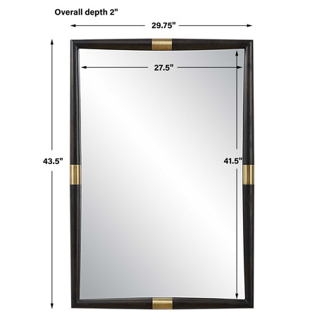 Larkin Dark Wood & Brass Mirror - Dark Brown by Uttermost - View 6