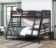 Twin over Full Bunk Bed 1pc Classic Dark Brown Finish Youth Bedroom Furniture Durable Wood - sold by Home Elegance USA