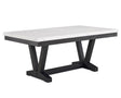 1pc Transitional Modern Formal Dining Table White Faux Marble Rectangular Table Top Trestle Base Black Finish Legs Wooden Dining Room Furniture