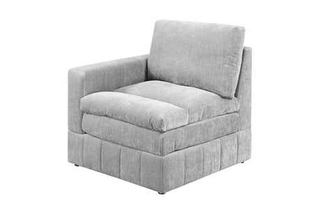 Contemporary 5pc Set Modular Sectional Set 2x One Arm Chair / Wedge 1x Armless Chair 2x Ottoman Granite Color Morgan Fabric Plush Living Room Furniture - sold by Home Elegance USA