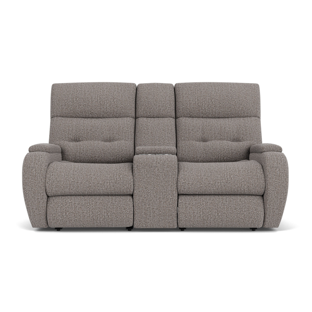 Strait Transitional Fabric Power Reclining Loveseat With Console & Power Headrests | Flexsteel