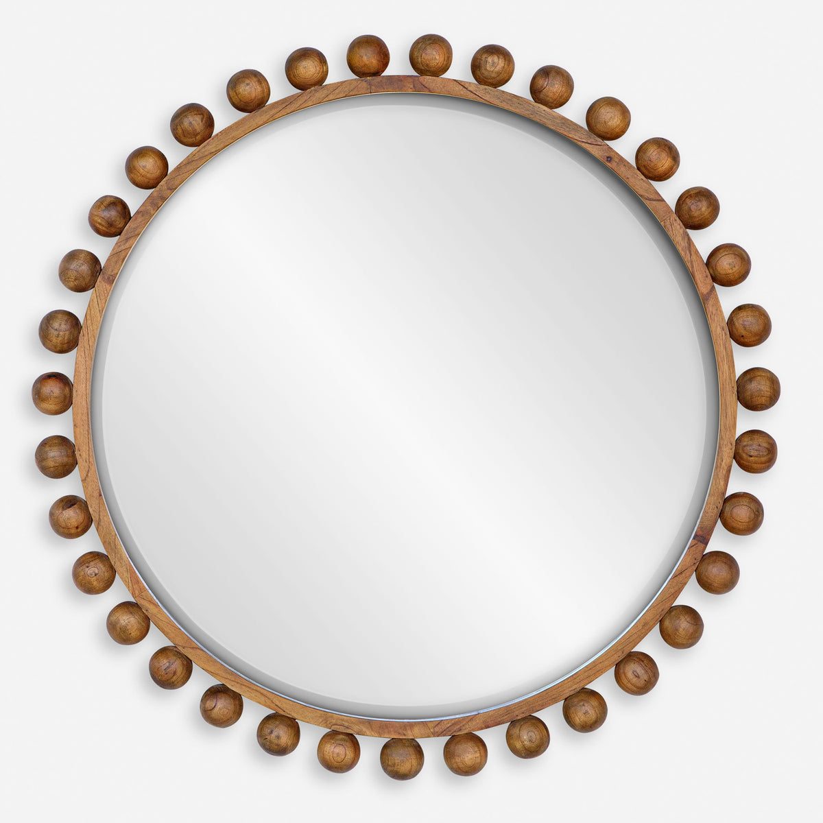 Cyra Wood Beaded Round Mirror - Bronze by Uttermost - View 1