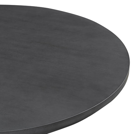 TREXM 5-piece Rustic Charm Round Dining Set with 3 Upholstered Chairs and Curved Bench for Dining Room, Kitchen and Living Room (Gray) - sold by Home Elegance USA