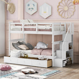 Stairway Twin-Over-Twin Bunk Bed with Three Drawers for Bedroom, Dorm - White(Old sku: LT000309AAK) - sold by Home Elegance USA