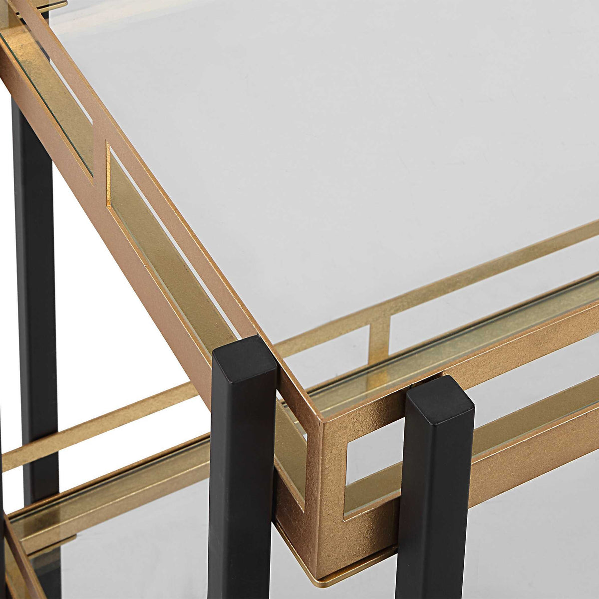 Kentmore Modern Bar Cart - Gold / Black by Uttermost - View 6