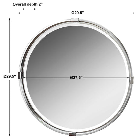 Tazlina Round Mirror Brushed Nickel - Silver by Uttermost - View 5