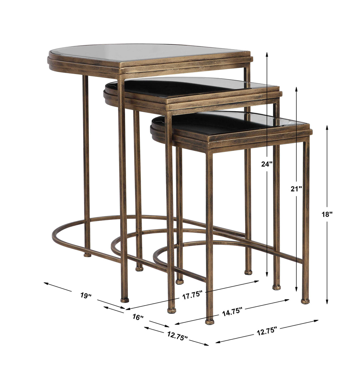 India Nesting Tables (Set of 3) Light Brown & Black - Light Brown / Black by Uttermost - View 9