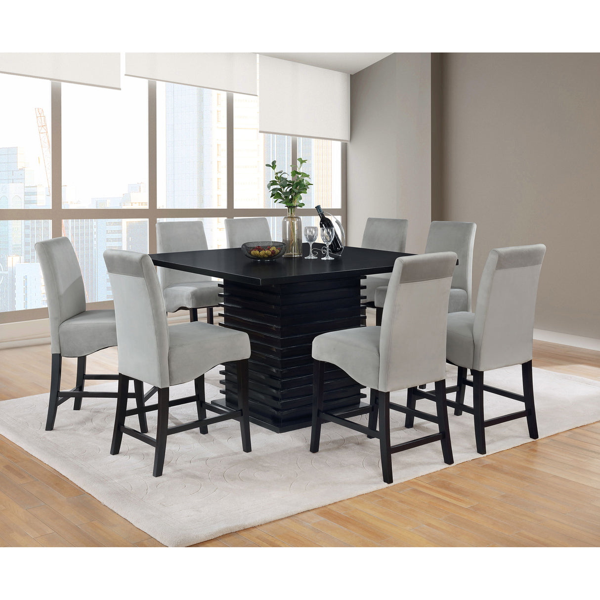 Giannis Black and Grey 9-piece Dining Set