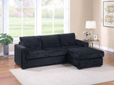 Modern Contemporary Style 2pc Sectional Sofa Right Arm Chaise Left Arm Sofa Plastic Legs Corduroy Upholstered Dark Black Finish Primary Living Room