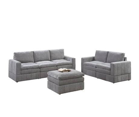 Contemporary Modular 6-Piece Sectional Sofa Set in Graphite Morgan Suede | Ideal for Living Rooms - sold by Home Elegance USA