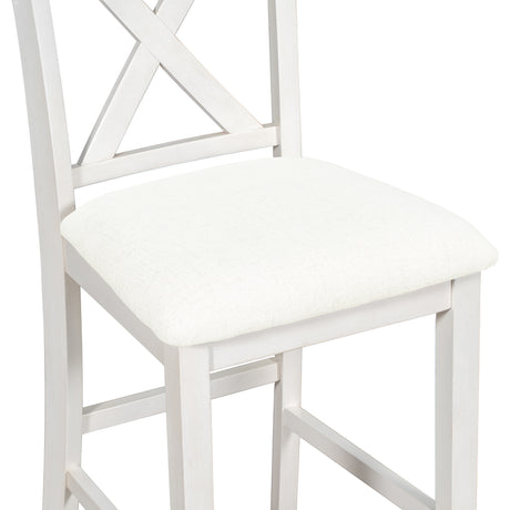 TOPMAX 5 Pieces Counter Height Rustic Farmhouse Dining Room Wooden Bar Table Set with 4 Chairs, White - sold by Home Elegance USA