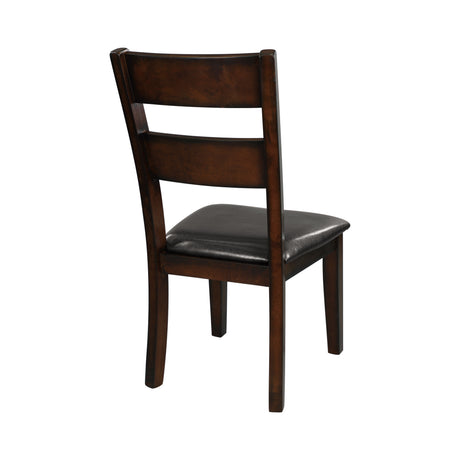 Cherry Finish Classic 7pc Dining Set Wooden Table Draw Leaf and 6 Side Chairs Faux Leather Upholstered Durable Furniture Transitional Style Ladder Back - sold by Home Elegance USA