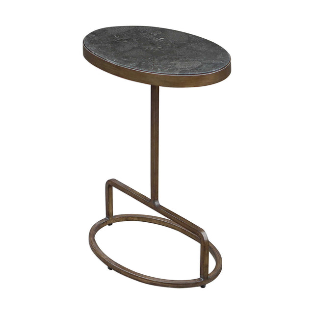 Jessenia Stone Accent Table - Dark Gray / Gold by Uttermost - View 1