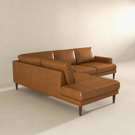 Corbin Left-Facing Tan Leather Sectional Sofa - sold by Home Elegance USA