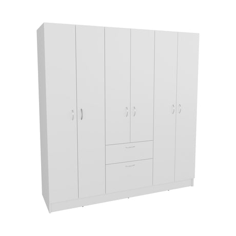 Kibo 6 Doors Armoire, One Drawer, Rod, Seven Interior Shelves, White -Bedroom - sold by Home Elegance USA