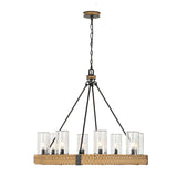 Palm Royal 8 Light Indoor-Outdoor Chandelier Black / Light Brown - Light Brown / Black by Uttermost - View 5