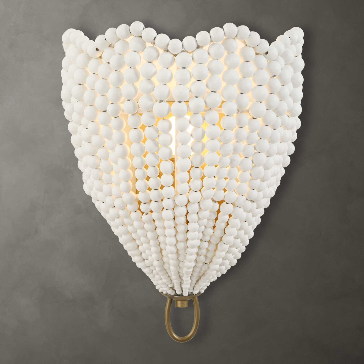 Biddeford 1 Light Beaded Sconce - Gold / White by Uttermost - View 2