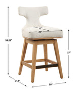 Klismos Fabric Counter Stool - White by Uttermost - View 9