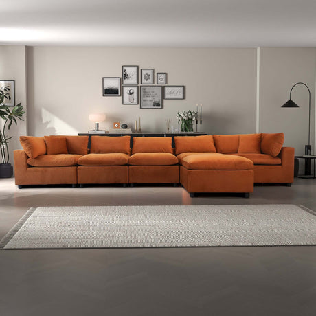 Hayward Modern Oversized Velvet Modular Sectional Sofa in Burnt Orange - sold by Home Elegance USA