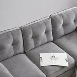 83" Modern Sectional Sofas Couches Velvet L Shaped Couches for Living Room, Bedroom, Light Grey - SG000980AAE - image - 27