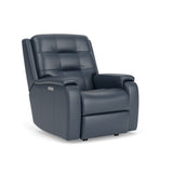Arlo Transitional Leather Power Rocking Recliner, Power Headrest & Lumbar | Flexsteel