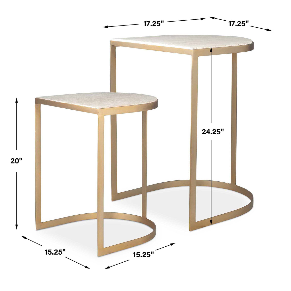 Lindon Travertine Nesting Tables Set - Gold / White by Uttermost - View 10