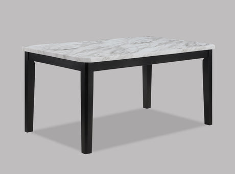5-Piece Contemporary Dining Set Rectangular Faux Marble Table Top Black Finish Upholstered Chairs Channel Tufting Wooden Solid Wood Dining Room Kitchen Furniture - sold by Home Elegance USA