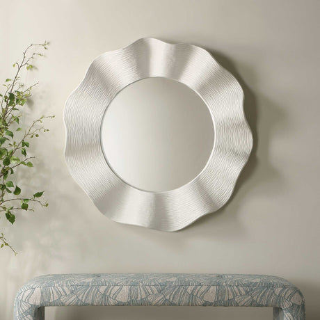 Wave Length Round Mirror White - Silver by Uttermost - View 2