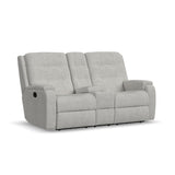 Arlo Transitional Fabric Reclining Loveseat With Console | Flexsteel