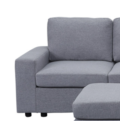 Marley 120' Light Gray Linen 7 Seat Reversible Modular Sectional Sofa with Ottoman - sold by Home Elegance USA
