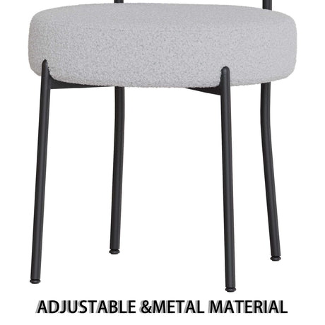 63' medieval modern cream style MDF dining table and 6 sets of circular cushioned armless dining chairs. Assemble desktop and black metal leg dining chair set, suitable for home & kitchen - sold by Home Elegance USA