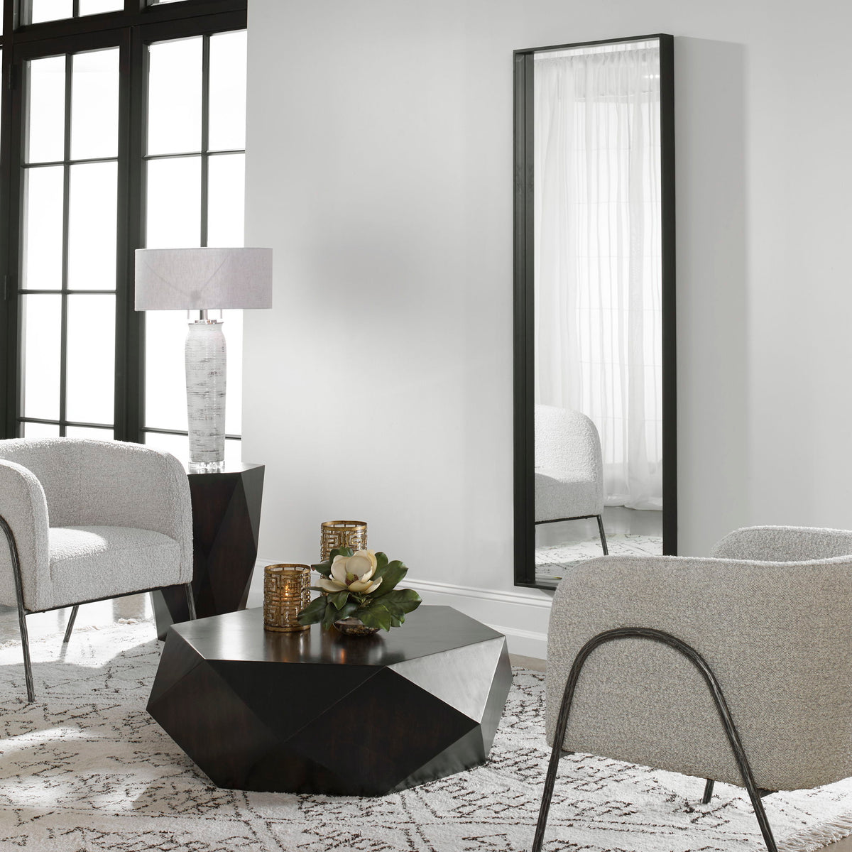 Kahn Oversized Rectangular Mirror - Black by Uttermost - View 2