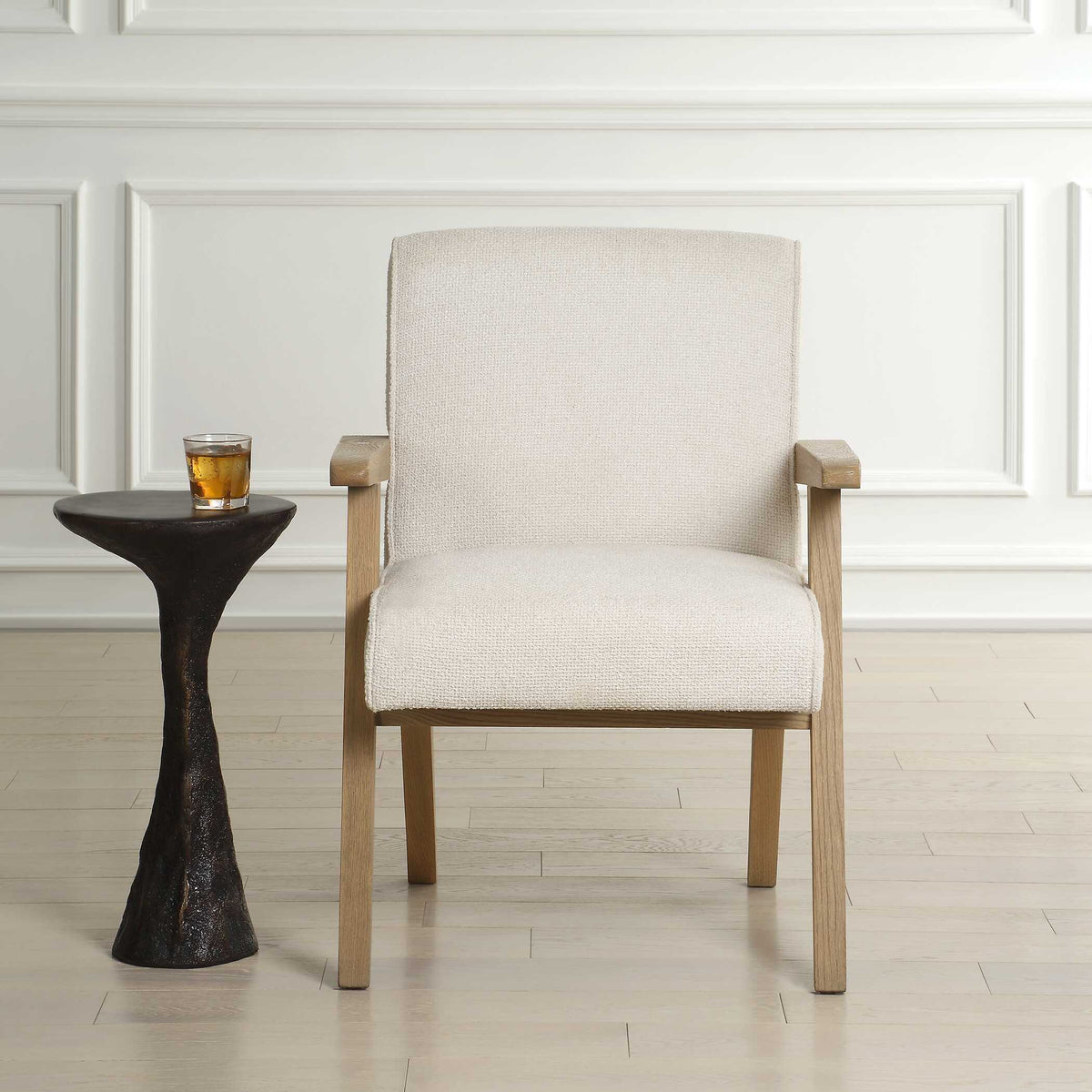 Blakely Dining Arm Chair - White / Light Brown by Uttermost - View 2