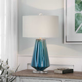 Pescara Glass Lamp Teal-Gray - Blue / White by Uttermost - View 3