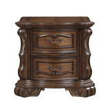 Formal Traditional Dark Brown Finish Luxury Nightstand of 2x Drawers Gold Accent Detailing Bedroom Furniture 1pc Bedside Cabinet