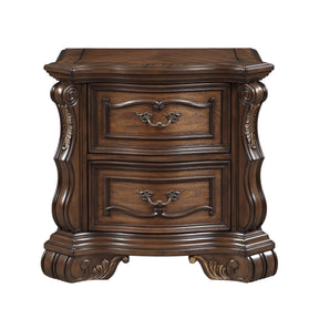 Formal Traditional Dark Brown Finish Luxury Nightstand of 2x Drawers Gold Accent Detailing Bedroom Furniture 1pc Bedside Cabinet