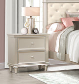 Silver Finish 1pc Nightstand of Textural Drawer Fronts Polished Knobs Modern Traditional Bedroom Furniture
