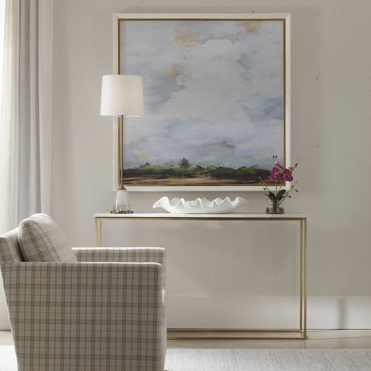 Redmond Sofa Counter Table - Gold / White by Uttermost - View 2
