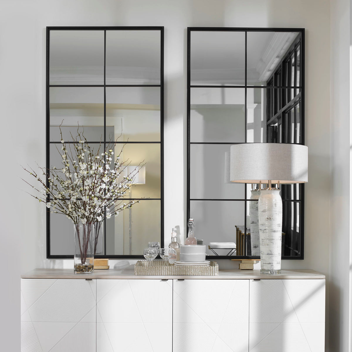 Rousseau Iron Window Mirror - Black by Uttermost - View 2