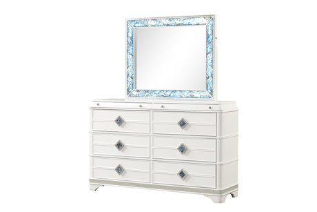 Laguna Modern Style 4 Pc Queen Upholstered Bedroom Set Made with Wood and Crystal Accents in White(CA INVENTORY) - sold by Home Elegance USA