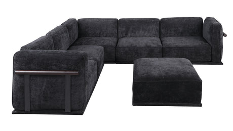 120' length , Fashionable modular sofa with iron and wood frame chenille sofa, black ,uitable for living room - sold by Home Elegance USA