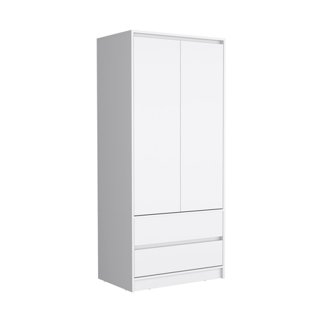 Laurel 2 Piece Bedroom Set, Nightstand + Armoire, White - sold by Home Elegance USA