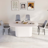 63 'medieval modern cream style MDF dining table and PU dining chair set 4. Assemble Desktop and black metal leg dining chair set, suitable for home&kitchen